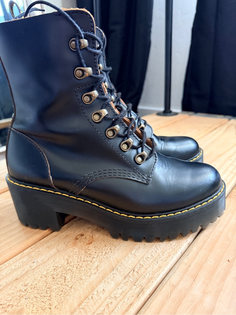 Dr. Martens | Women’s Leona | Black Platform Lace-Up Women's Boots
